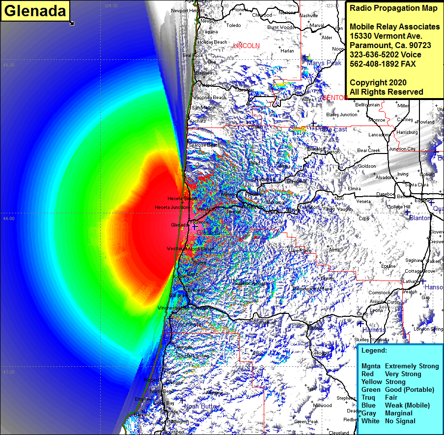 heat map radio coverage Glenada